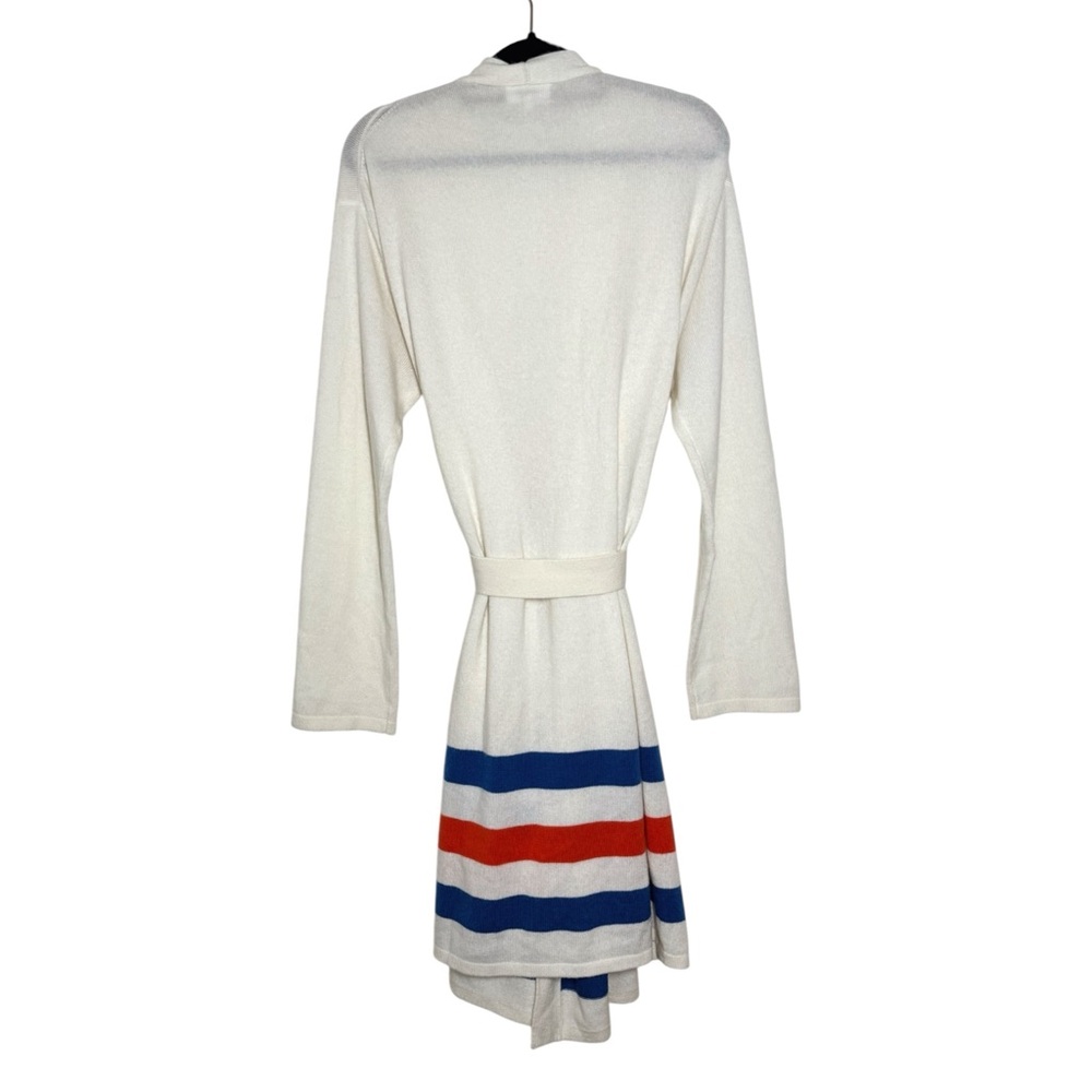 Brooklinen X Kule Cream Blue Red Plush Cashmere Wool Blend Robe - S/M - Picture 4 of 13